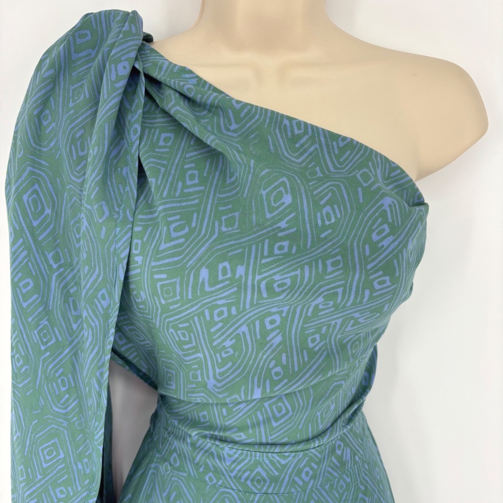 Noa Noa Green Geometric Print Convertible Multi-way Maxi Dress Cotton Medium